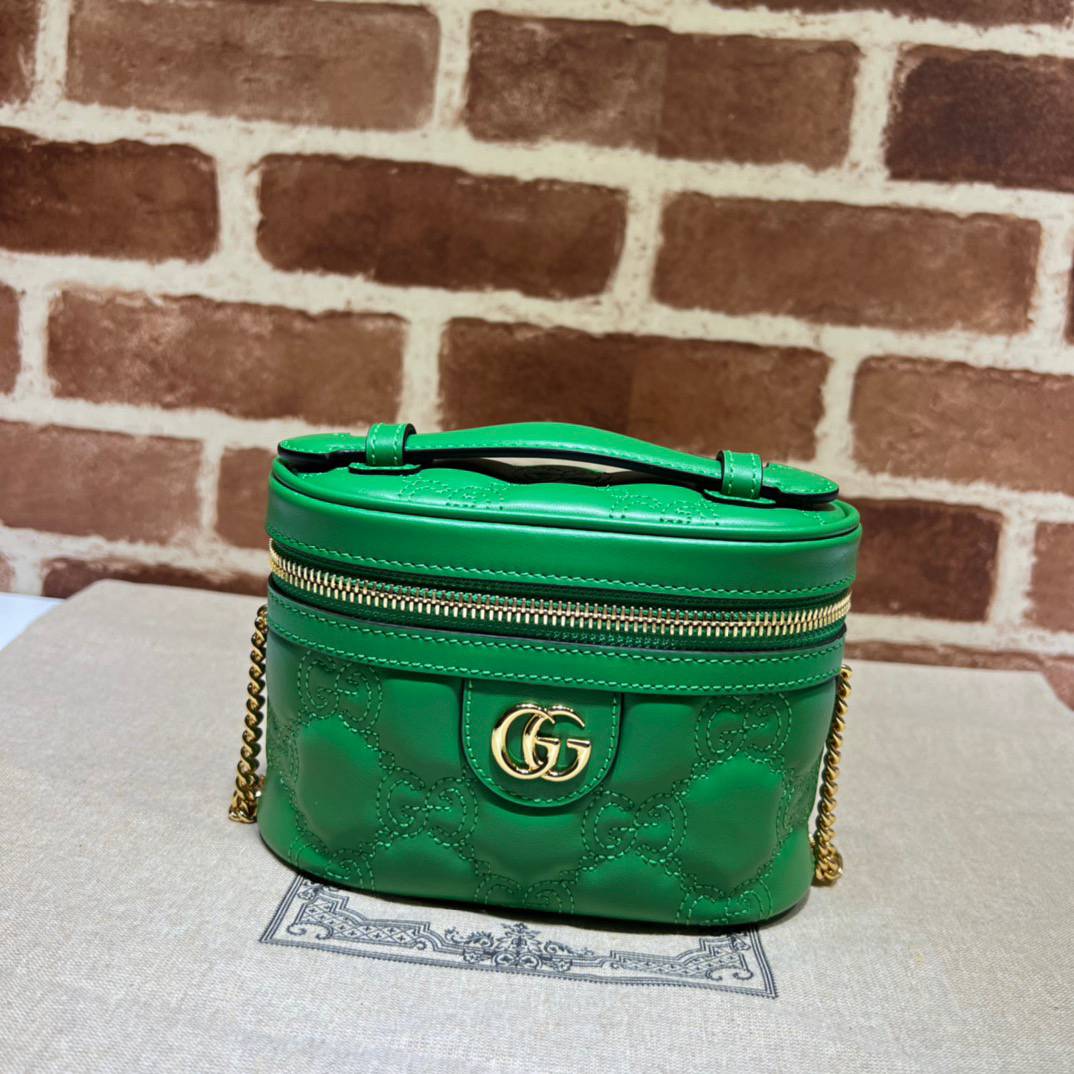 Gucci GG Matelasse Green Leather Mini Handle 723770 Bag