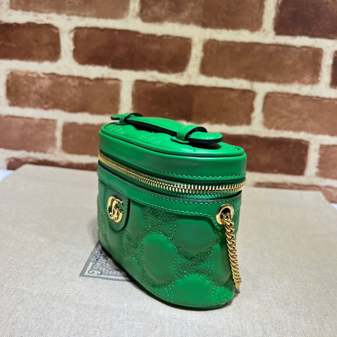 Gucci GG Matelasse Green Leather Mini Handle 723770 Bag