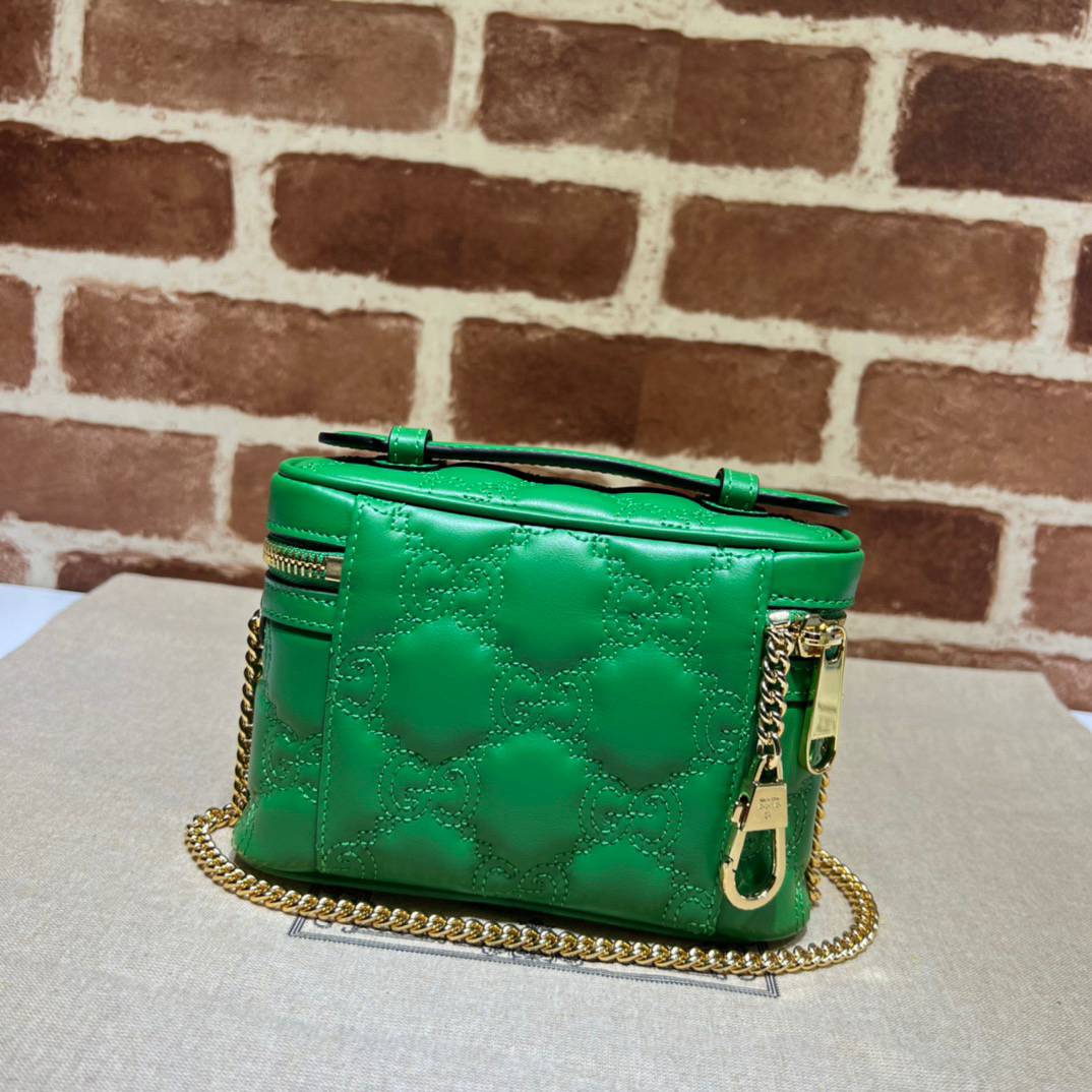 Gucci GG Matelasse Green Leather Mini Handle 723770 Bag