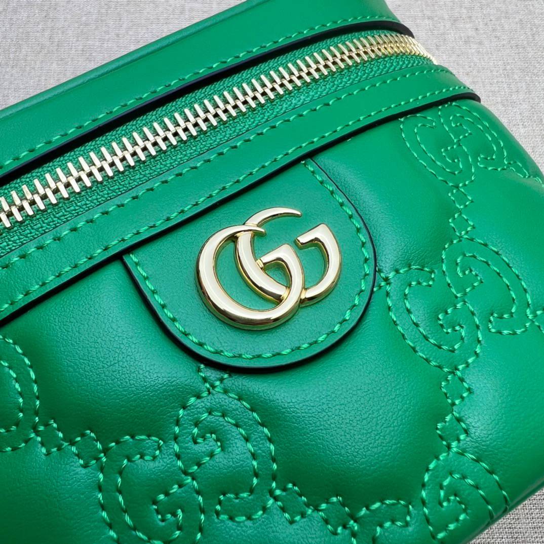 Gucci GG Matelasse Green Leather Mini Handle 723770 Bag