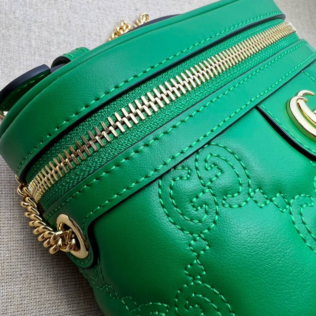 Gucci GG Matelasse Green Leather Mini Handle 723770 Bag