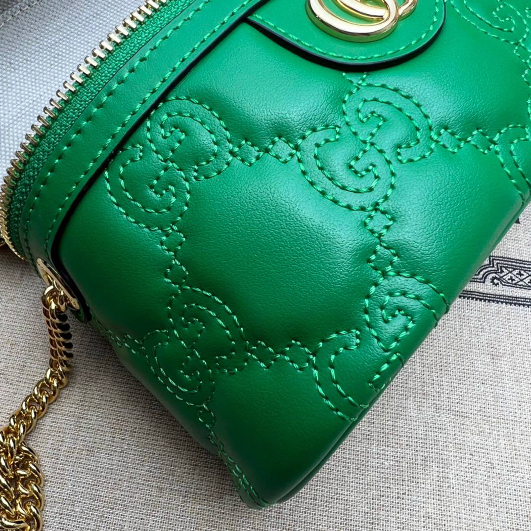 Gucci GG Matelasse Green Leather Mini Handle 723770 Bag