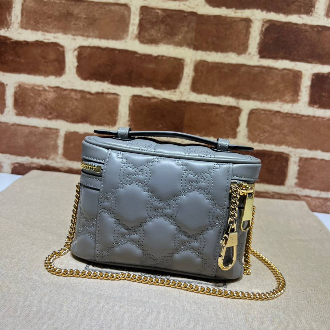 Gucci GG Matelasse Grey Leather Mini Handle 723770 Bag