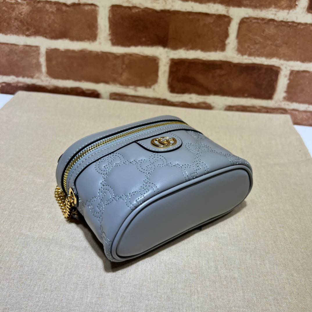 Gucci GG Matelasse Grey Leather Mini Handle 723770 Bag