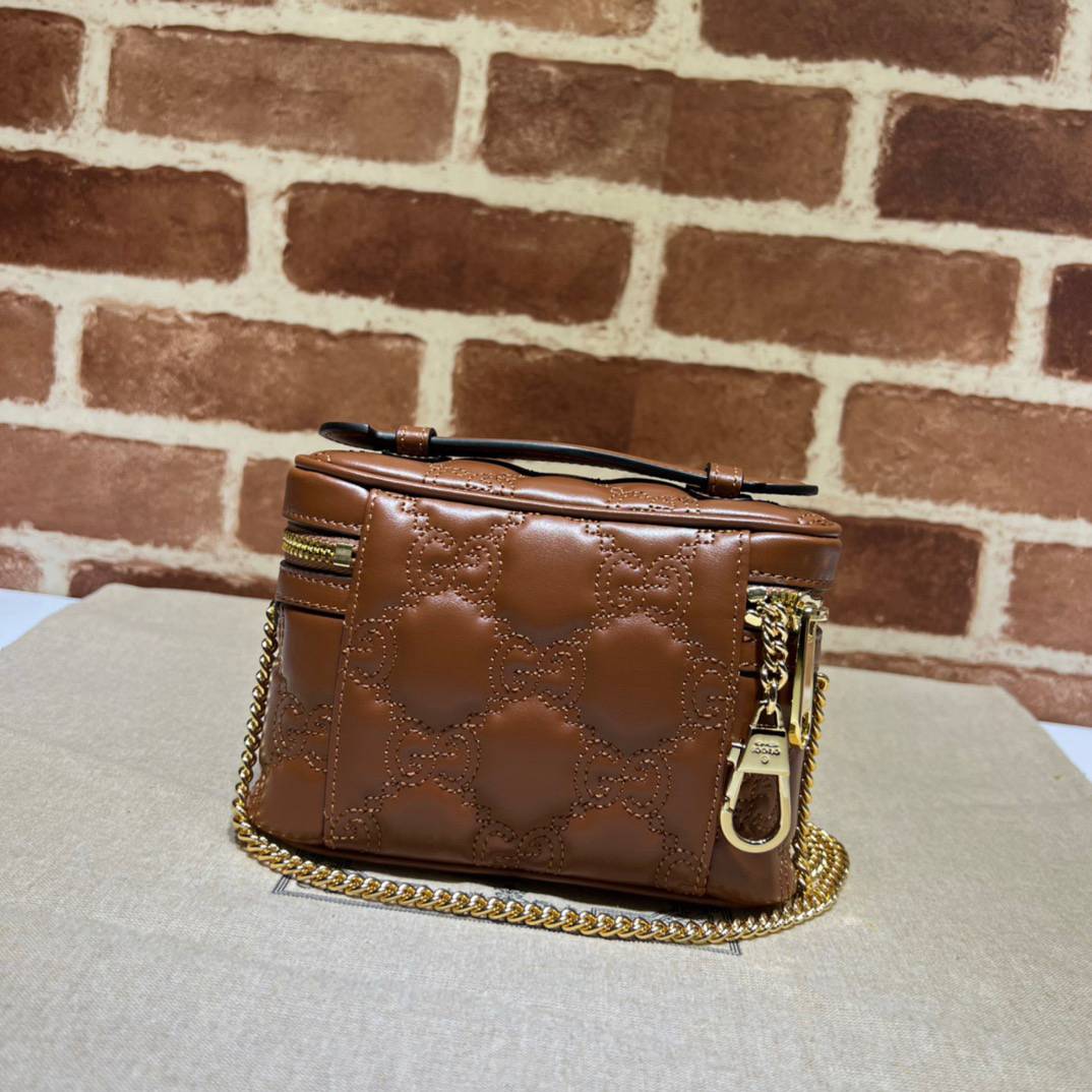 Gucci GG Matelasse Brown Leather Mini Handle 723770 Bag