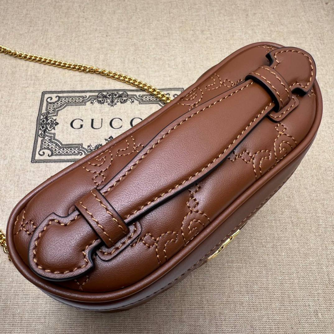 Gucci GG Matelasse Brown Leather Mini Handle 723770 Bag