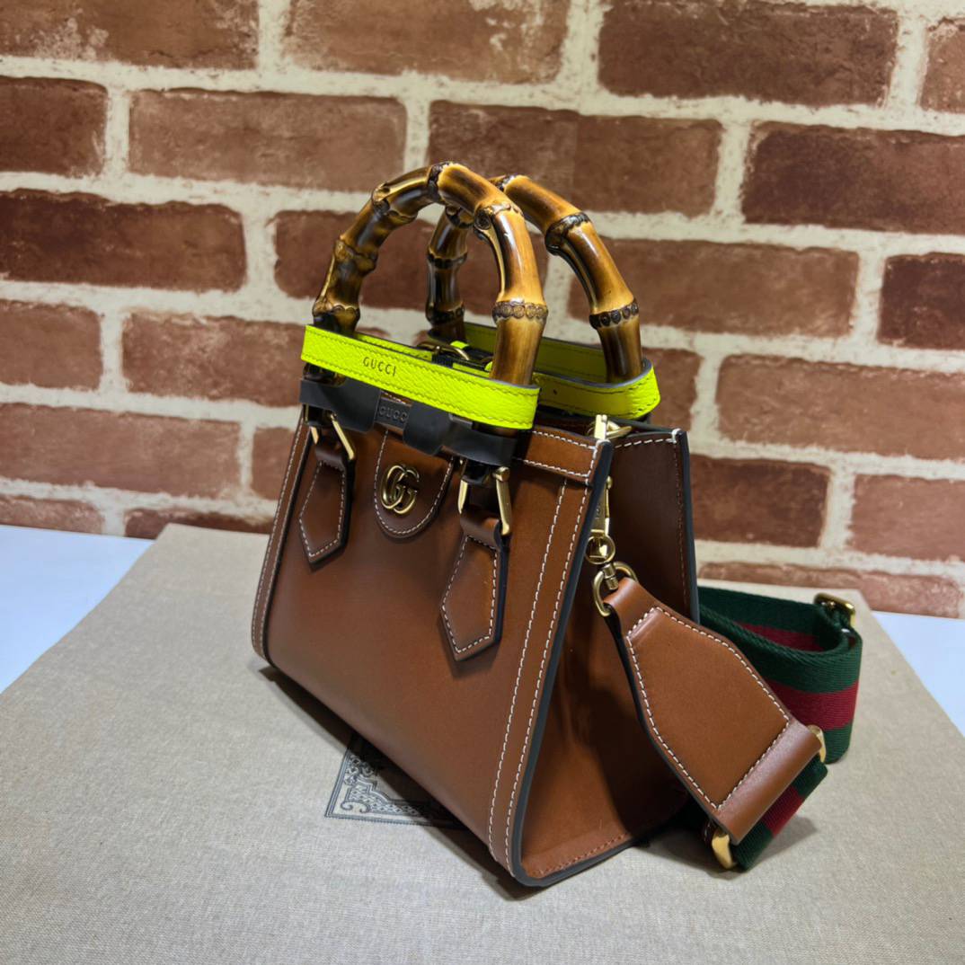 Gucci Diana Brown Leather Mini Tote 702732 Bag