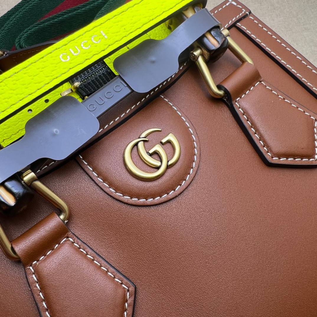 Gucci Diana Brown Leather Mini Tote 702732 Bag