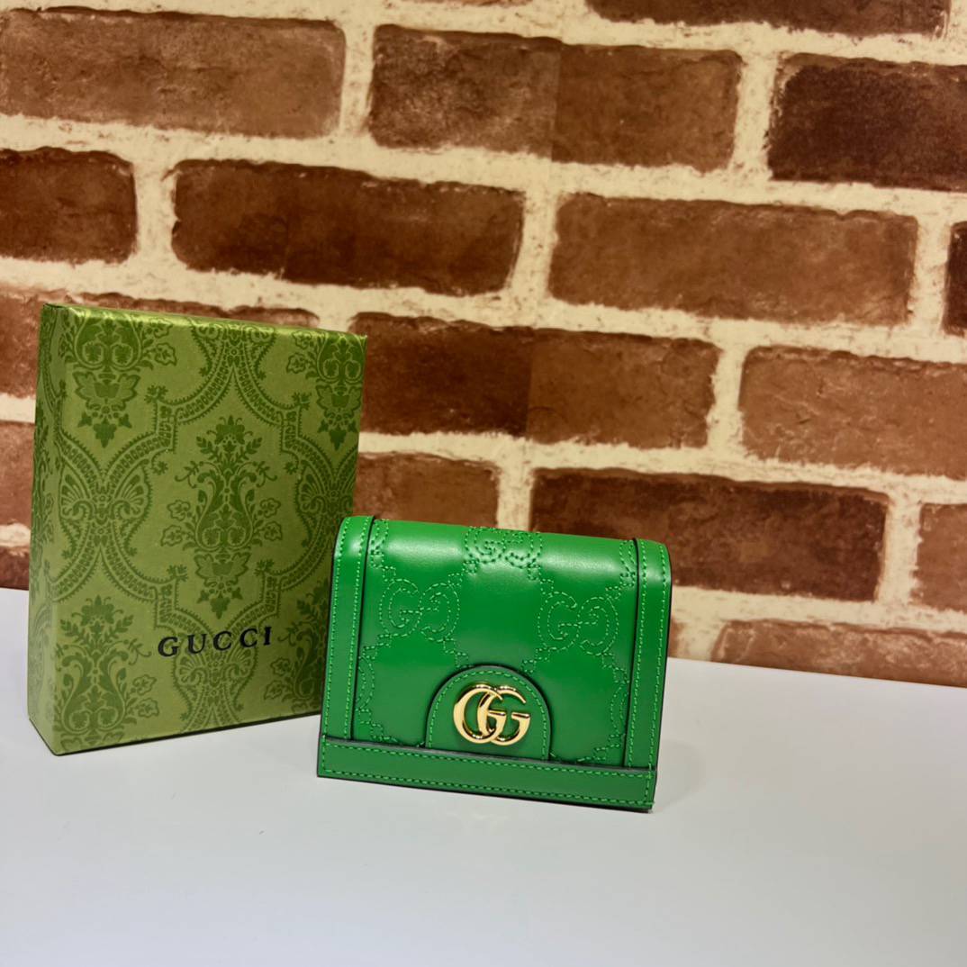 Gucci GG Matelasse Green Leather Card Holder 723786 Bag