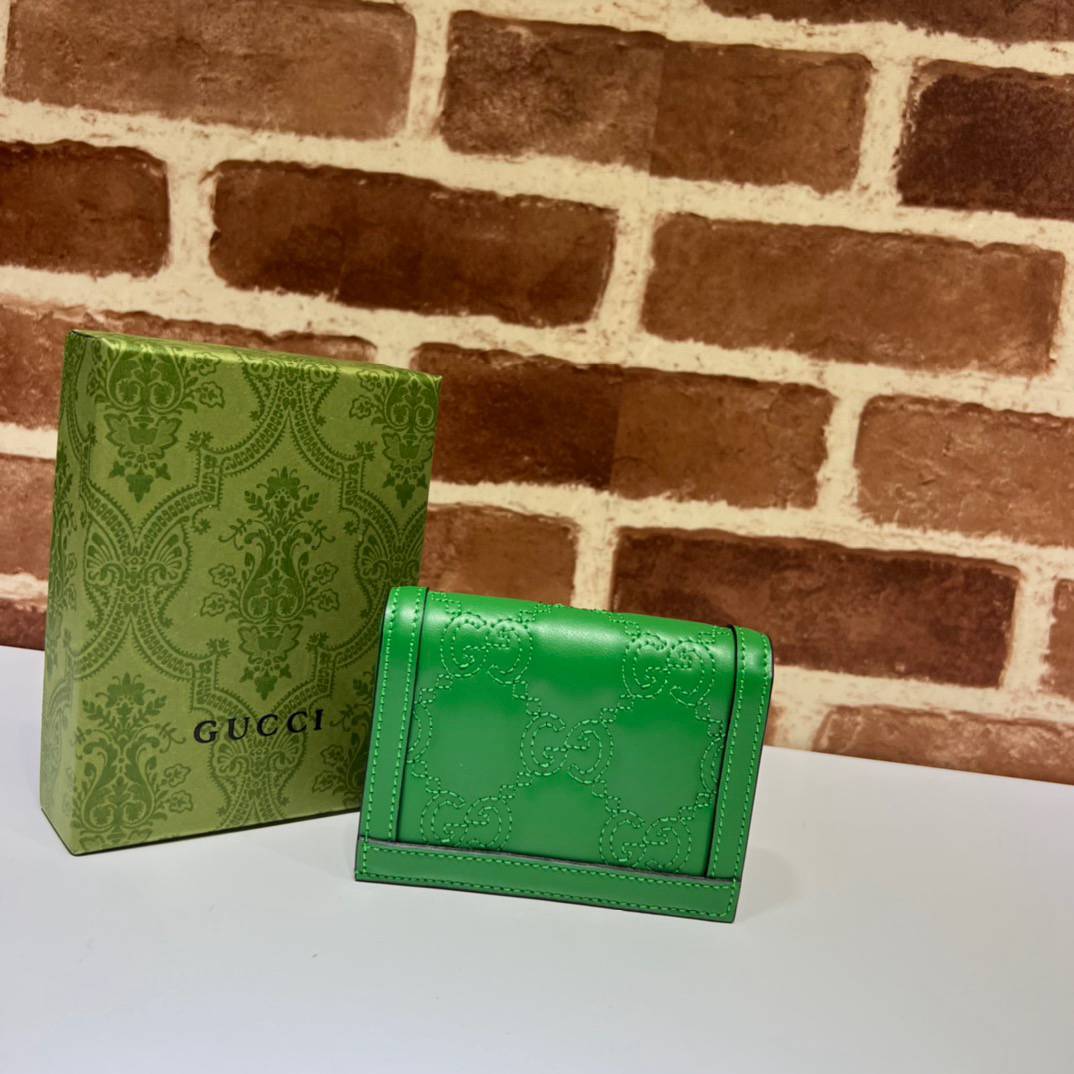 Gucci GG Matelasse Green Leather Card Holder 723786 Bag