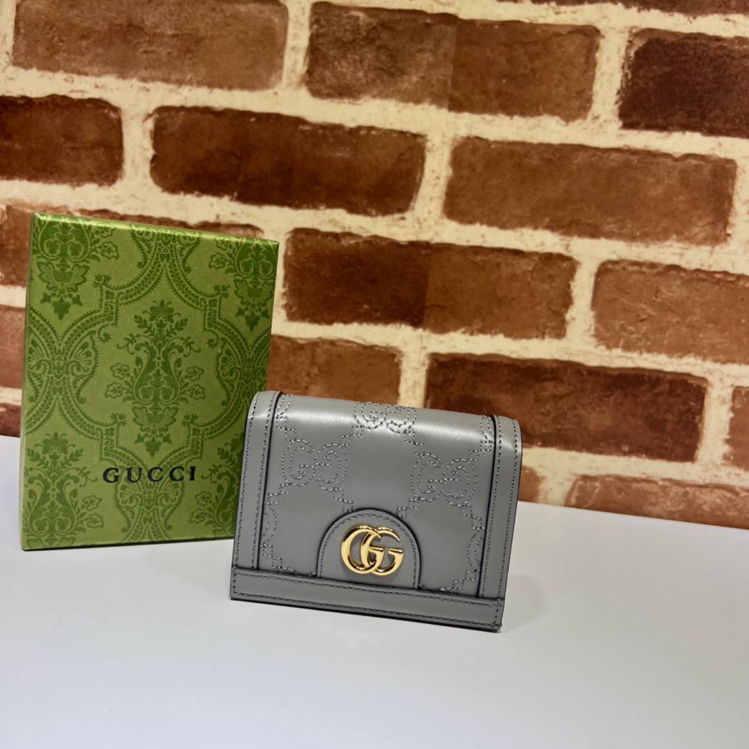 Gucci GG Matelasse Grey Leather Card Holder 723786 Bag