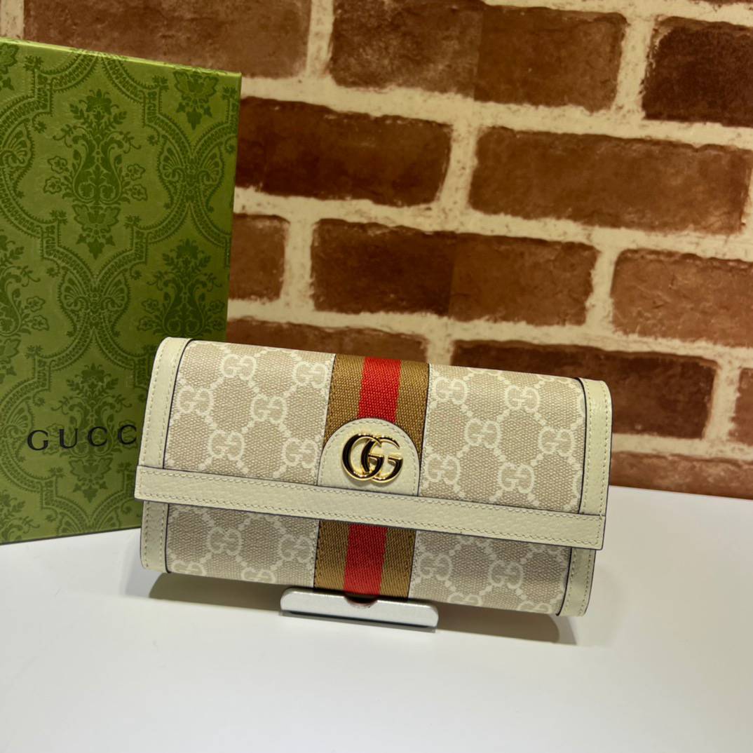 Gucci Ophidia White GG Supreme Canvas Long 523153 Wallet Bag