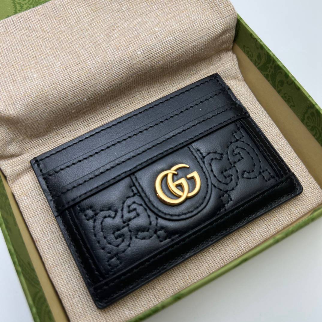 Gucci GG Matelasse Black Leather Card Holder 727390 Bag