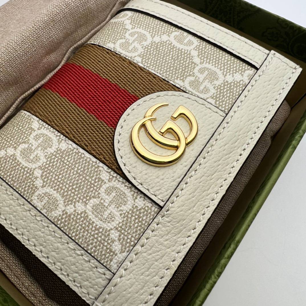 Gucci Ophidia White GG Supreme Canvas Card Holder 523155 Bag