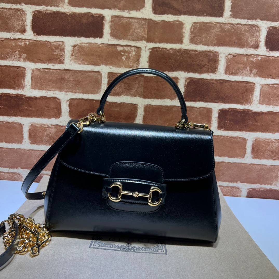 Gucci Horsebit 1955 Black Leather Medium 702049 Handle bag