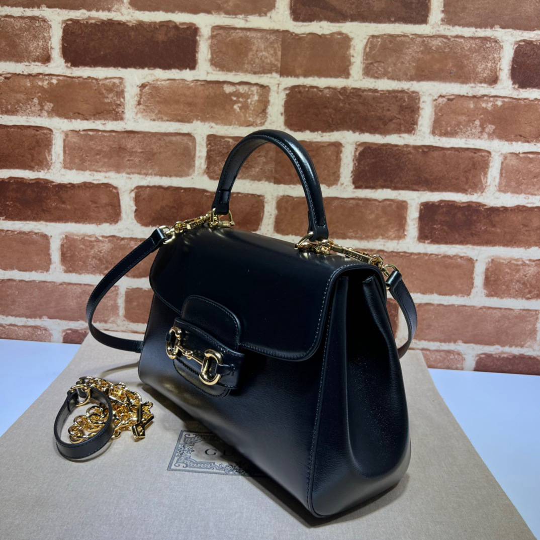 Gucci Horsebit 1955 Black Leather Medium 702049 Handle bag