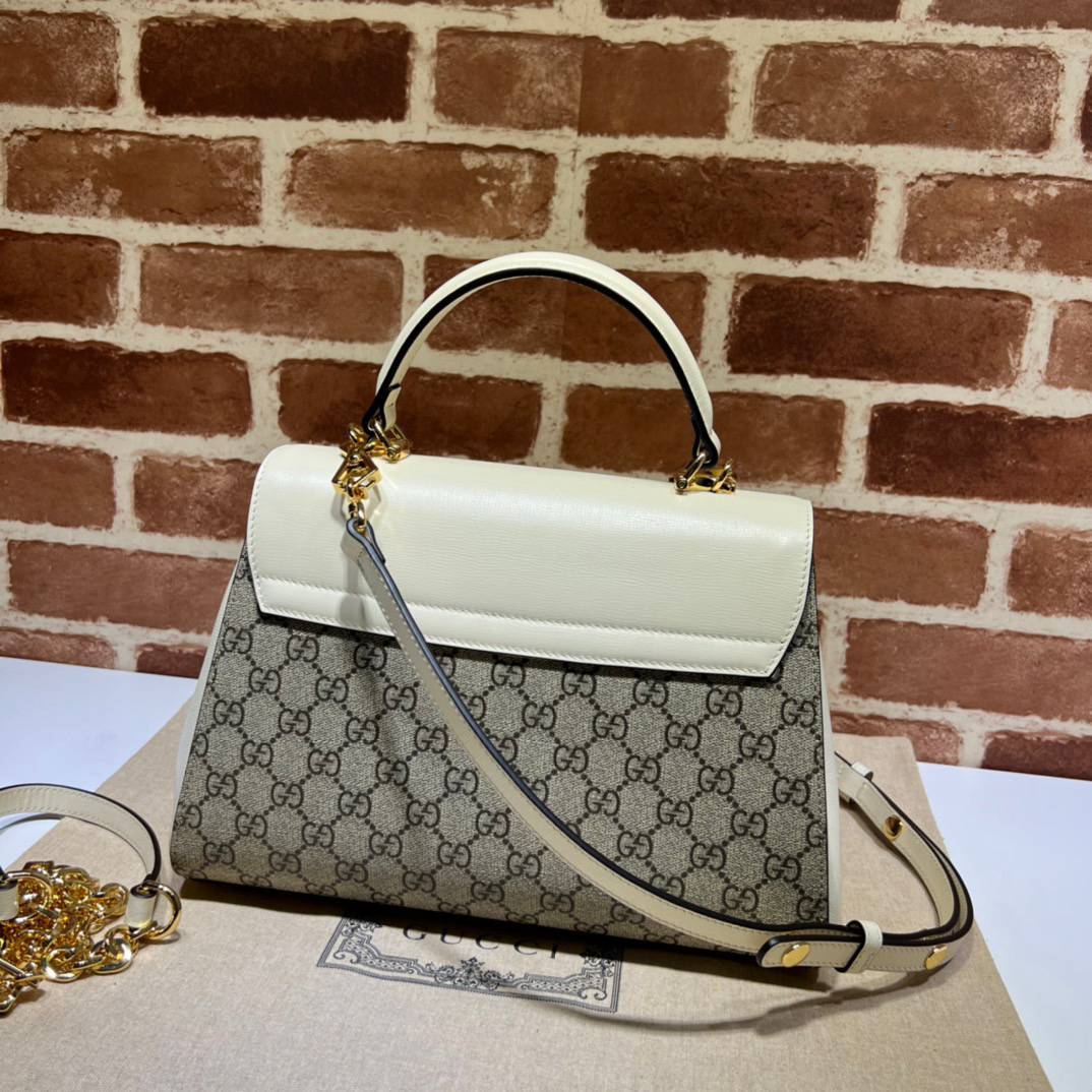 Gucci Horsebit 1955 Coffee White Leather Medium 702049 Handle bag