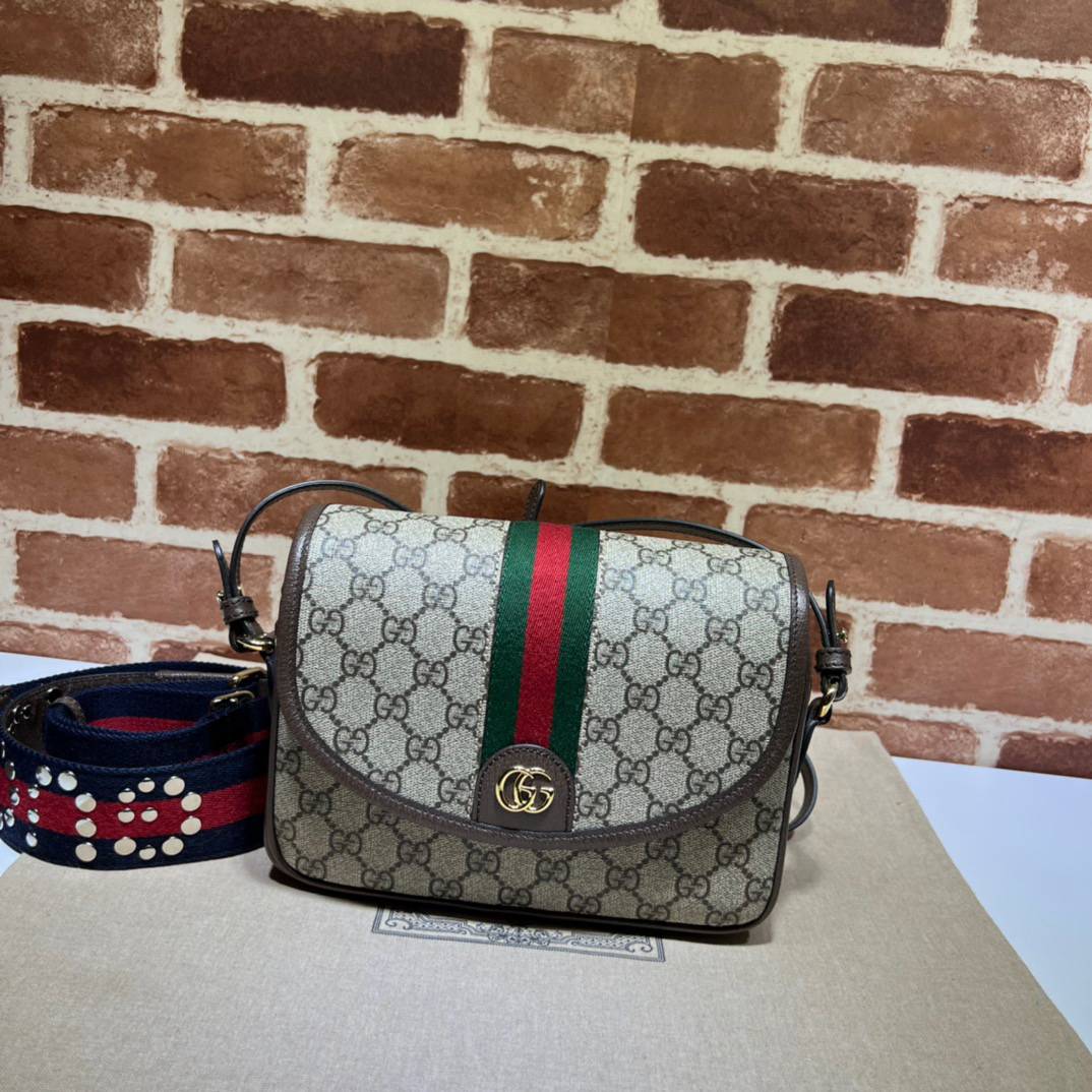 Gucci Ophidia Mini Coffe GG Supreme Canvas Shoulder 722117 Bag