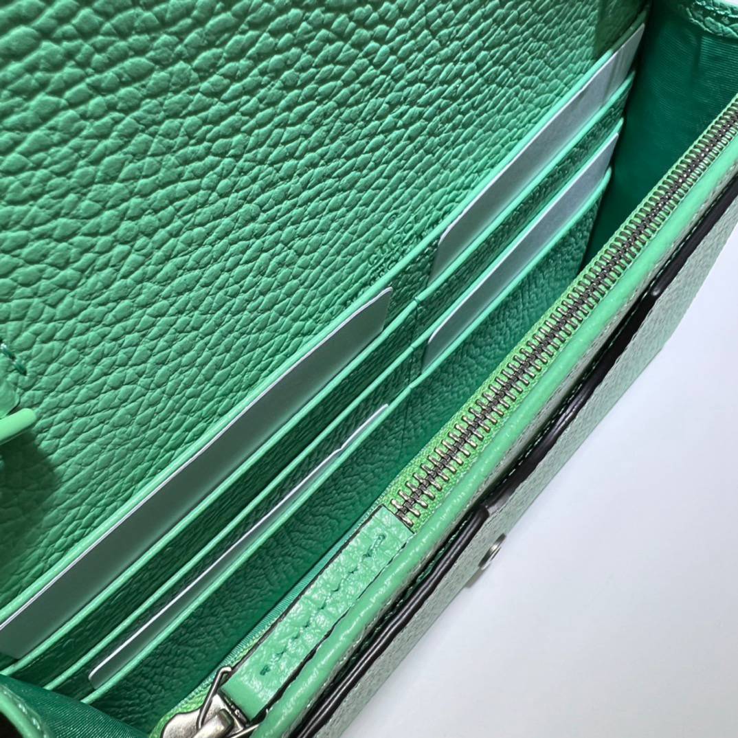 Gucci GG Marmont Light Green Leather Chain 497985 Bag
