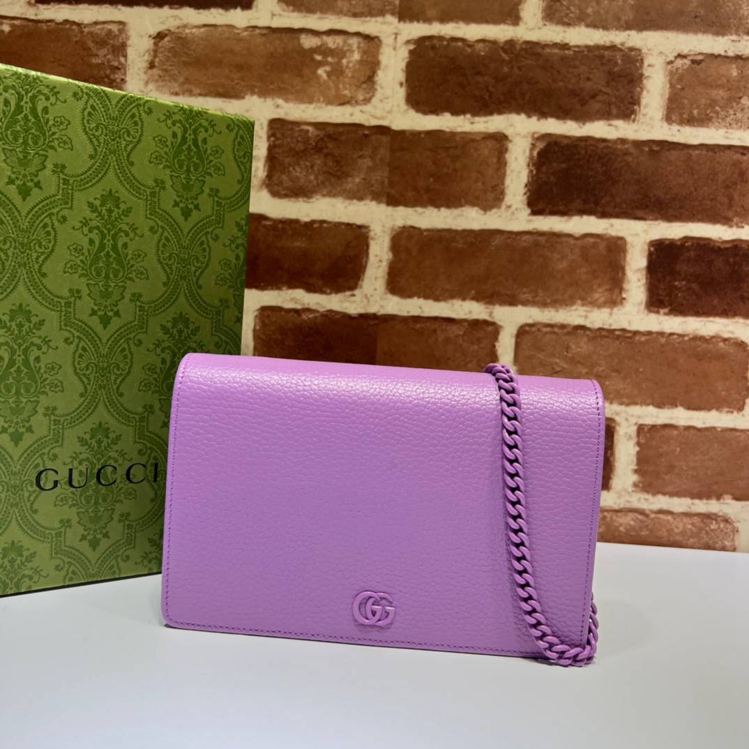 Gucci GG Marmont Light Purple Leather Chain 497985 Bag