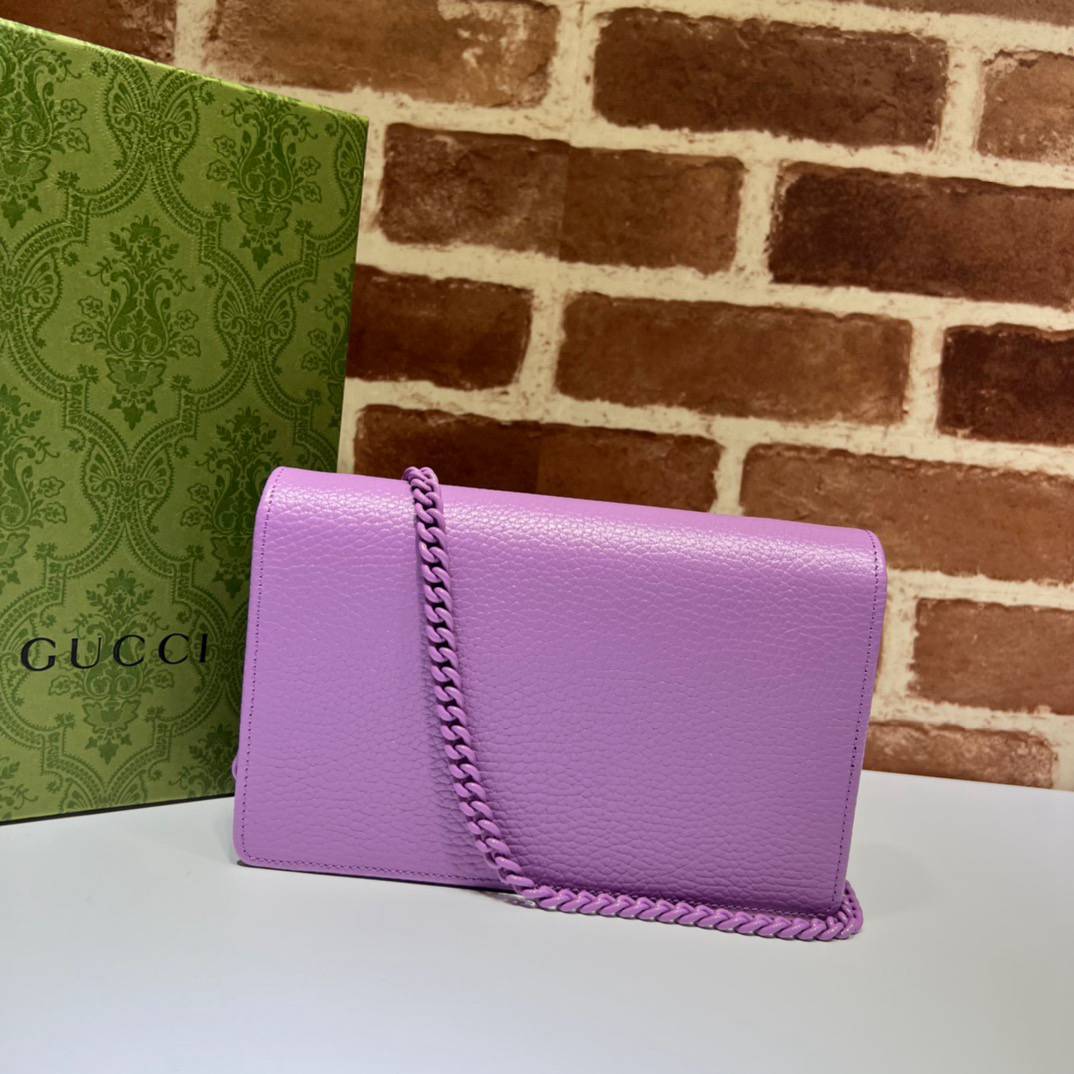 Gucci GG Marmont Light Purple Leather Chain 497985 Bag