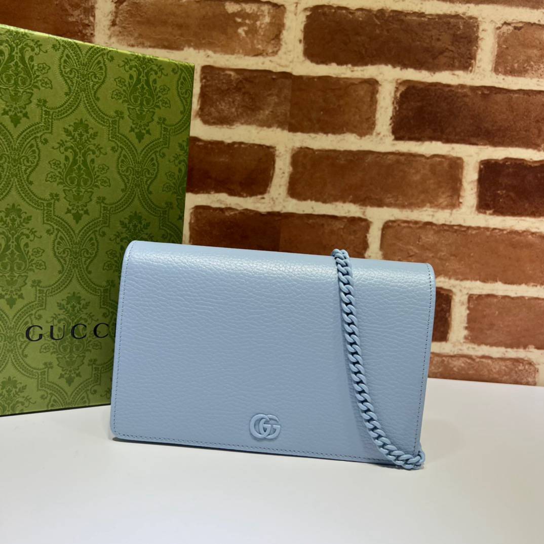 GucciGG Marmont Light Blue Leather Chain 497985 Bag