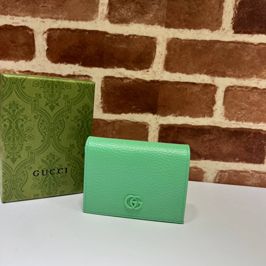 Gucci GG Marmont Light Green Leather Card Case 456126 Bag