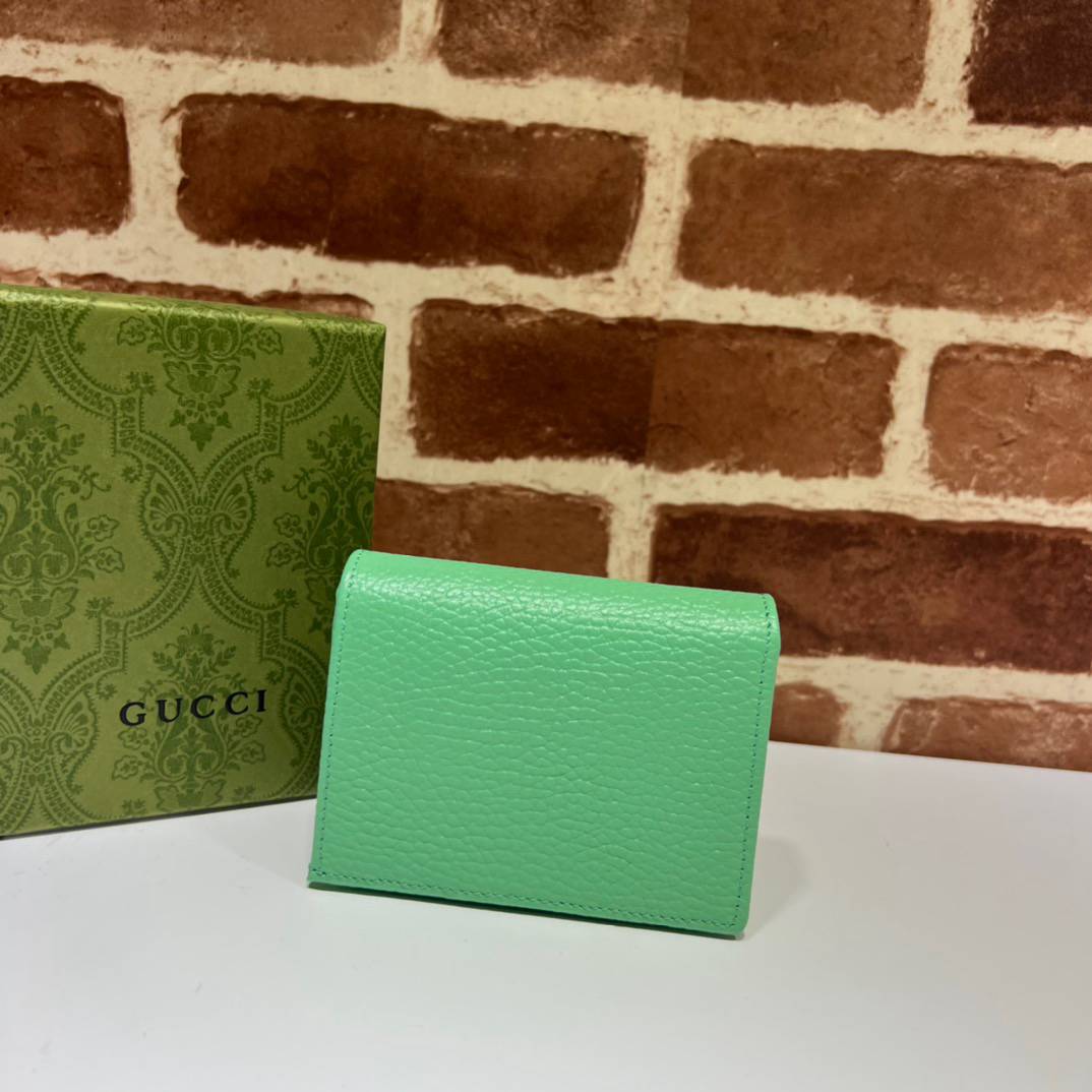 Gucci GG Marmont Light Green Leather Card Case 456126 Bag