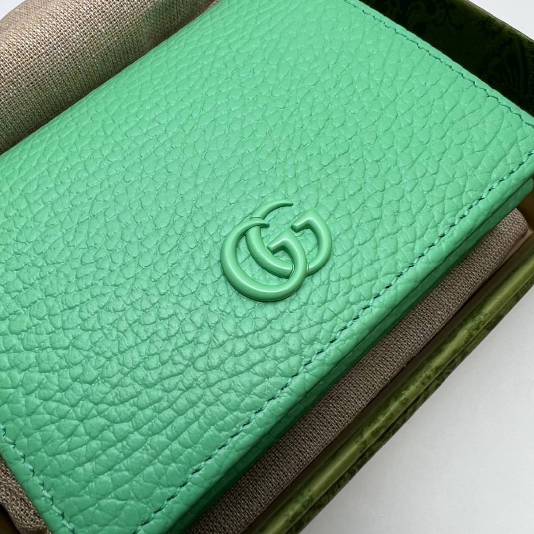 Gucci GG Marmont Light Green Leather Card Case 456126 Bag