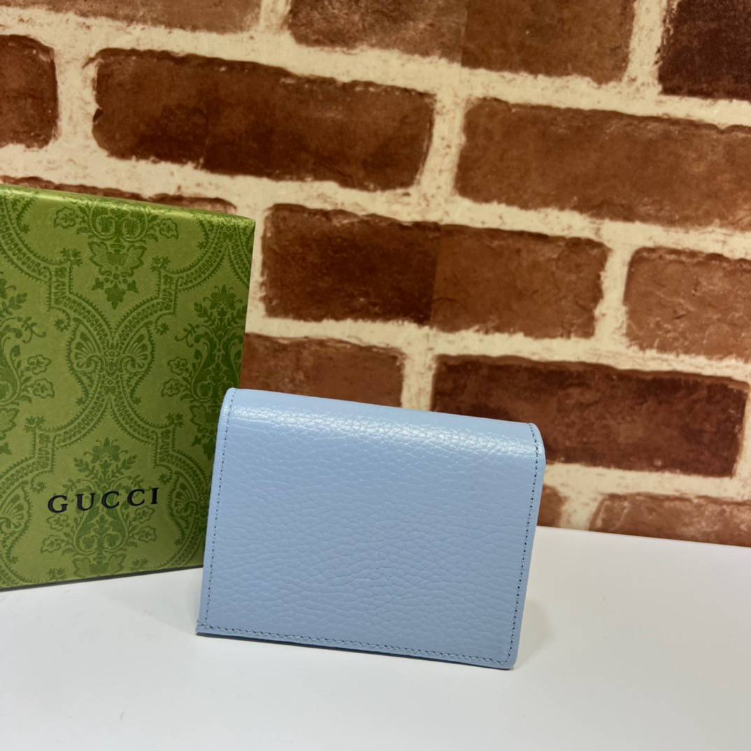 Gucci GG Marmont Light Blue Leather Card Case 456126 Bag