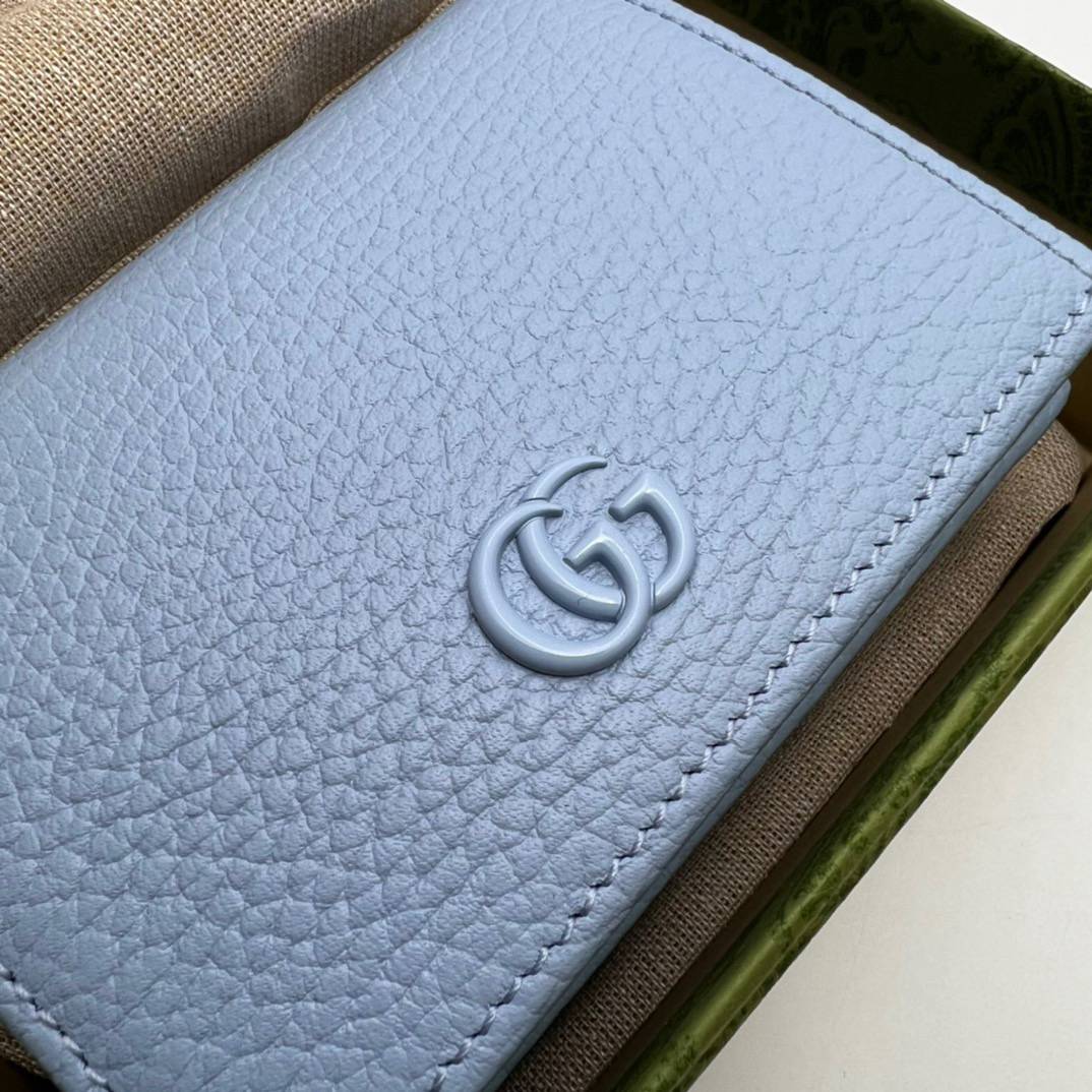 Gucci GG Marmont Light Blue Leather Card Case 456126 Bag