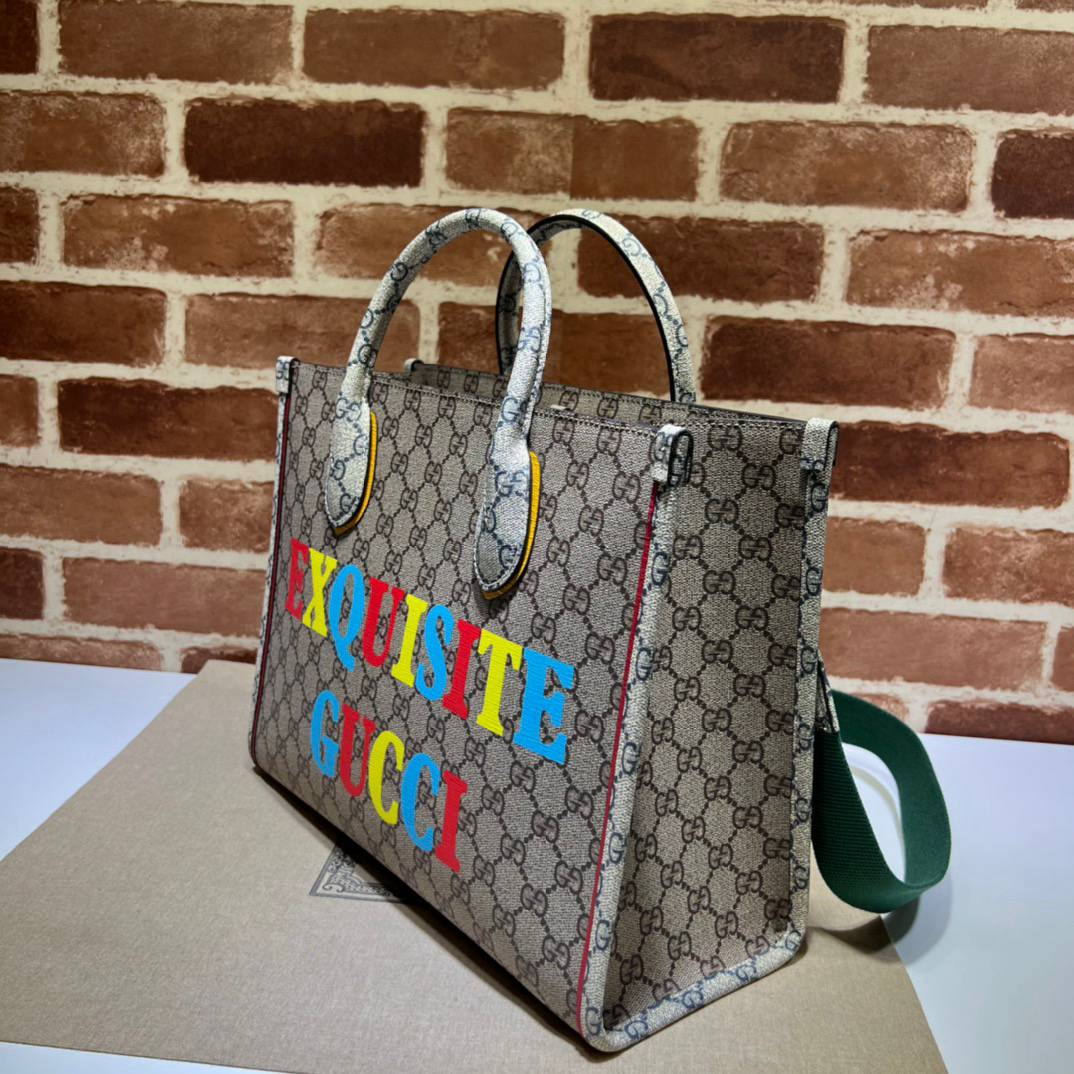 Gucci Exquisite Gucci Beige&Ebony GG Supreme Canvas Small Tote 680956 Bag