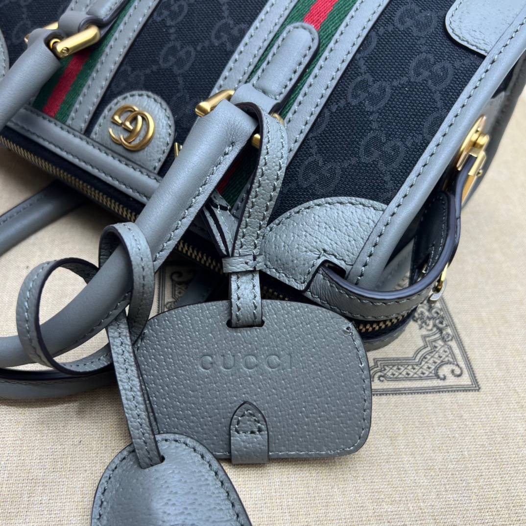 Gucci Black Original GG Canvas with Grey Leather Mini Handle 715771 Bag