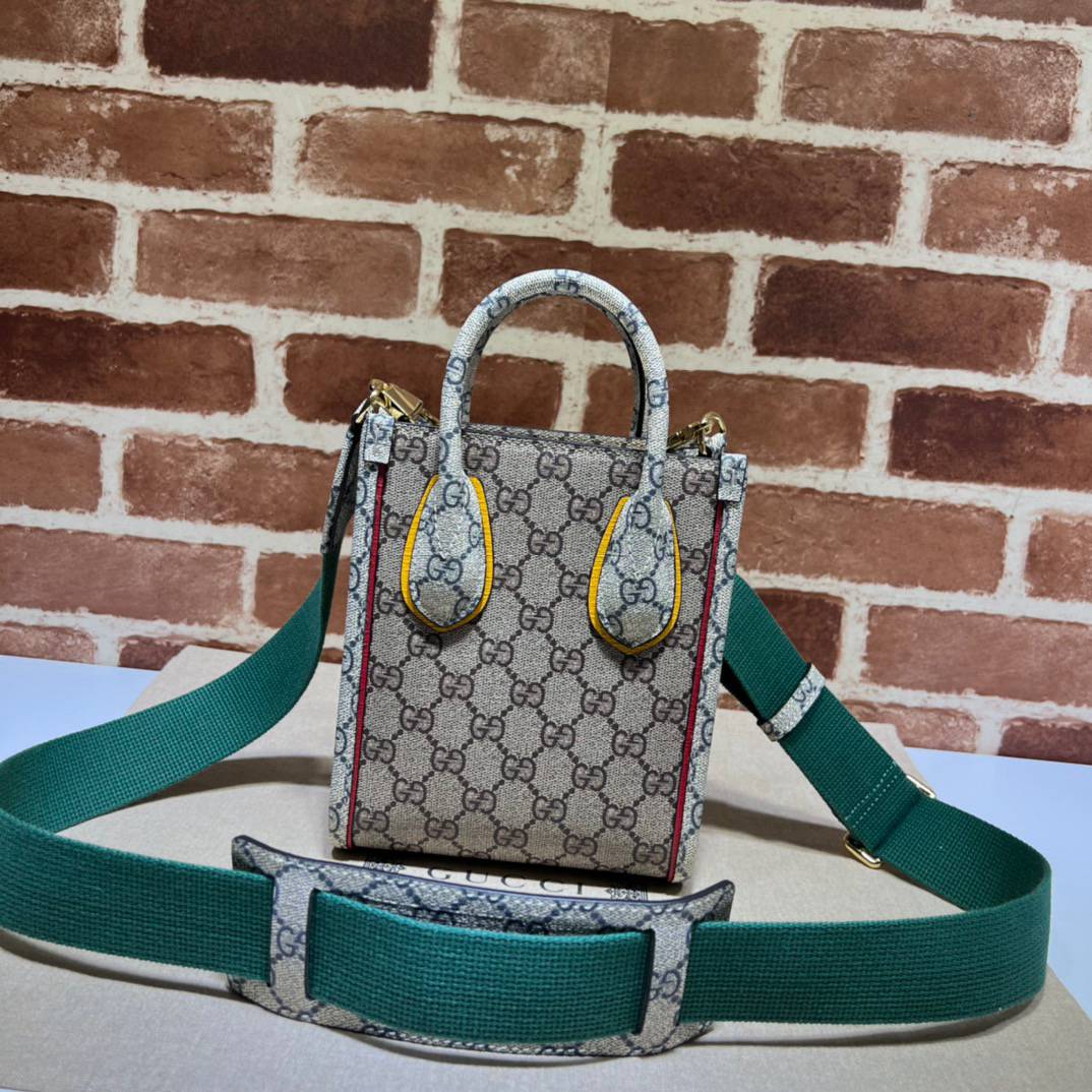 Gucci Exquisite Gucci Beige&Ebony GG Supreme Canvas Mini Tote 699406 Bag