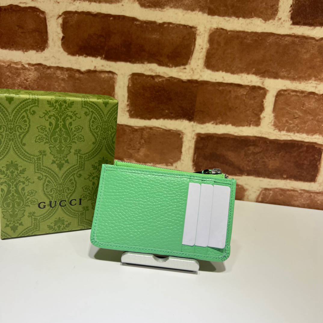 Gucci GG Marmont Light Green Leather Key Card Case 701070 Bag