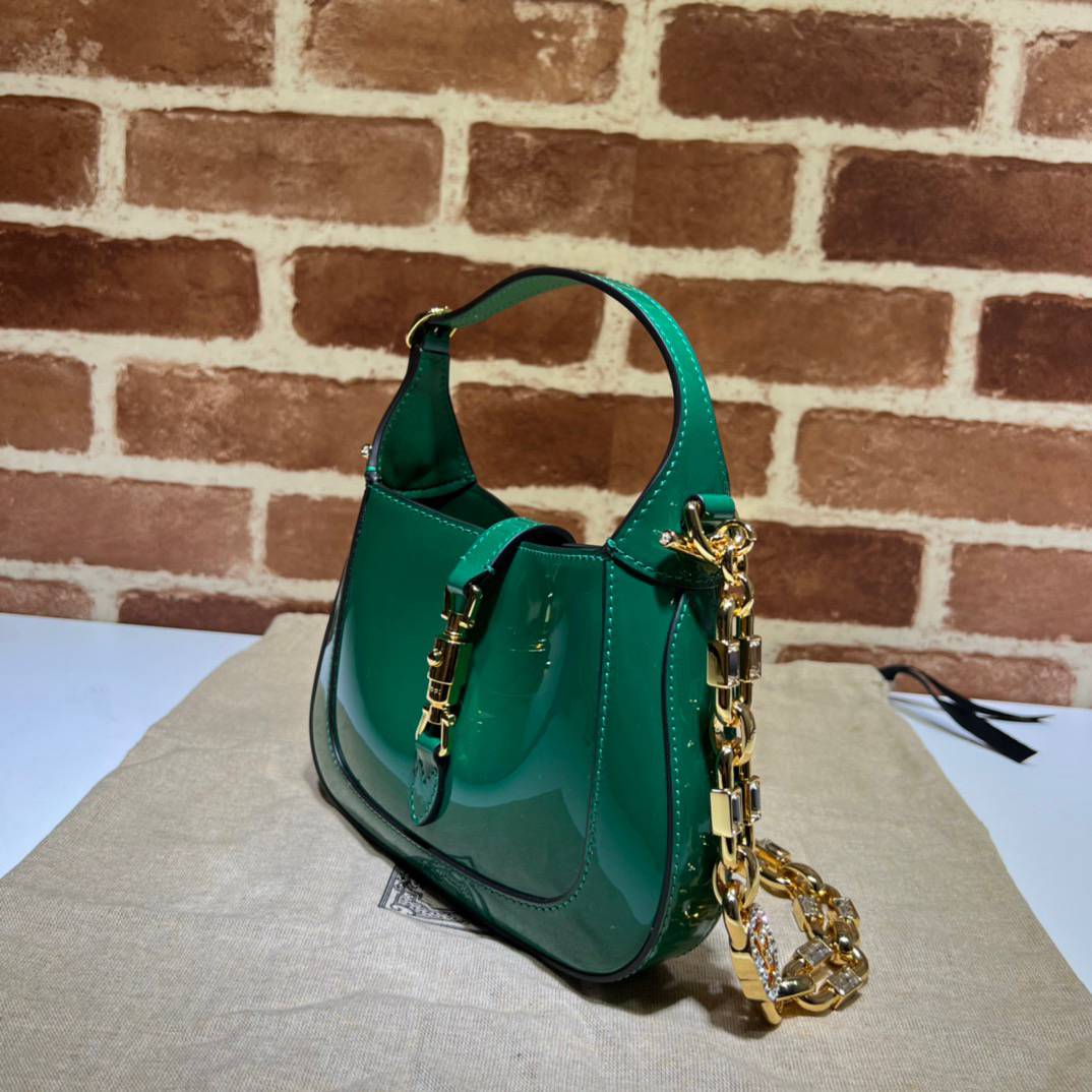 Gucci Jackie 1961 Green Patent Leather Mini Shoulder 699651 Bag