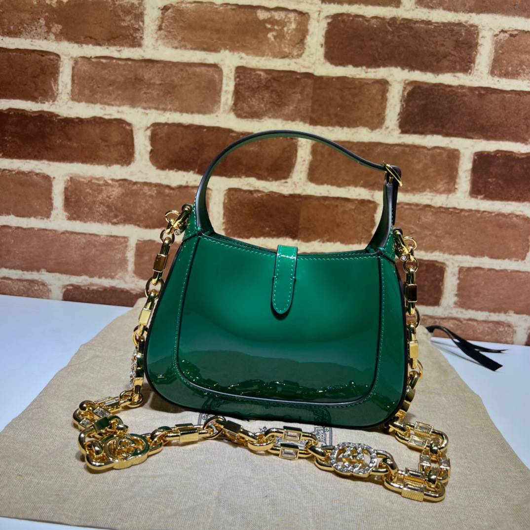 Gucci Jackie 1961 Green Patent Leather Mini Shoulder 699651 Bag