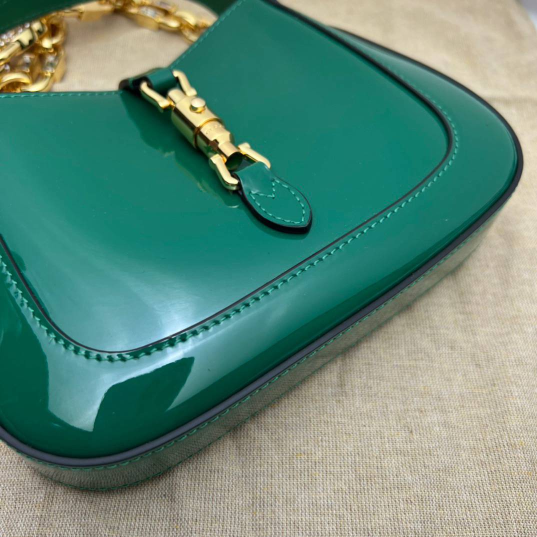 Gucci Jackie 1961 Green Patent Leather Mini Shoulder 699651 Bag