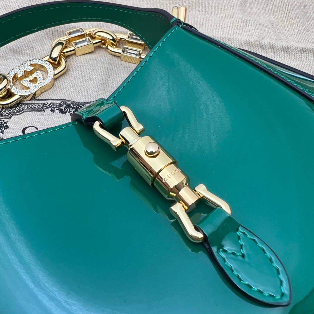 Gucci Jackie 1961 Green Patent Leather Mini Shoulder 699651 Bag