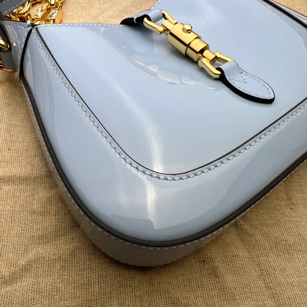 Gucci Jackie 1961 Light Blue Patent Leather Mini Shoulder 699651 Bag