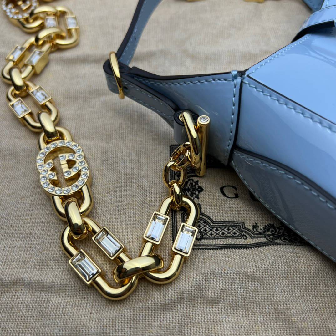 Gucci Jackie 1961 Light Blue Patent Leather Mini Shoulder 699651 Bag