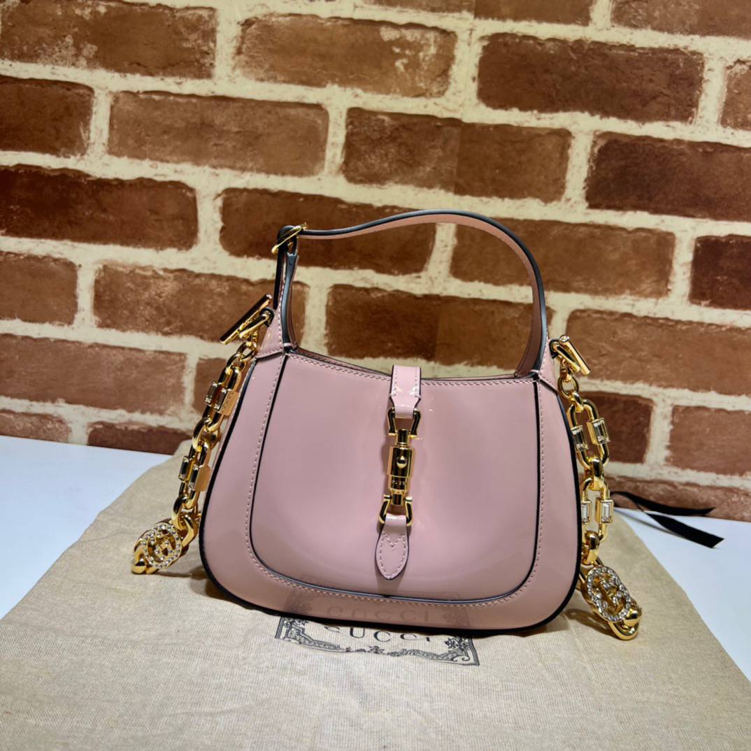 Gucci Jackie 1961 Light Pink Patent Leather Mini Shoulder 699651 Bag