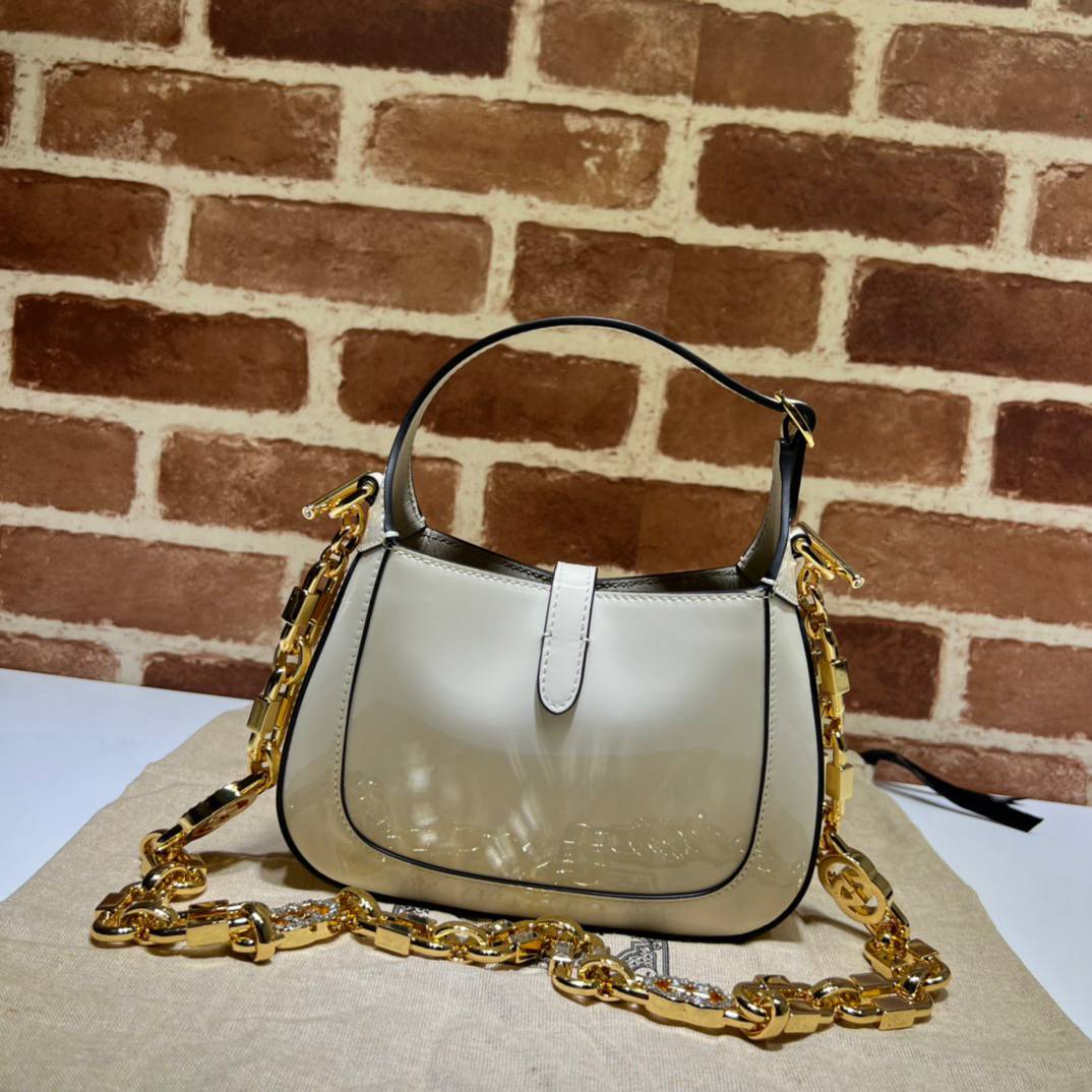 Gucci Jackie 1961 White Patent Leather Mini Shoulder 699651 Bag