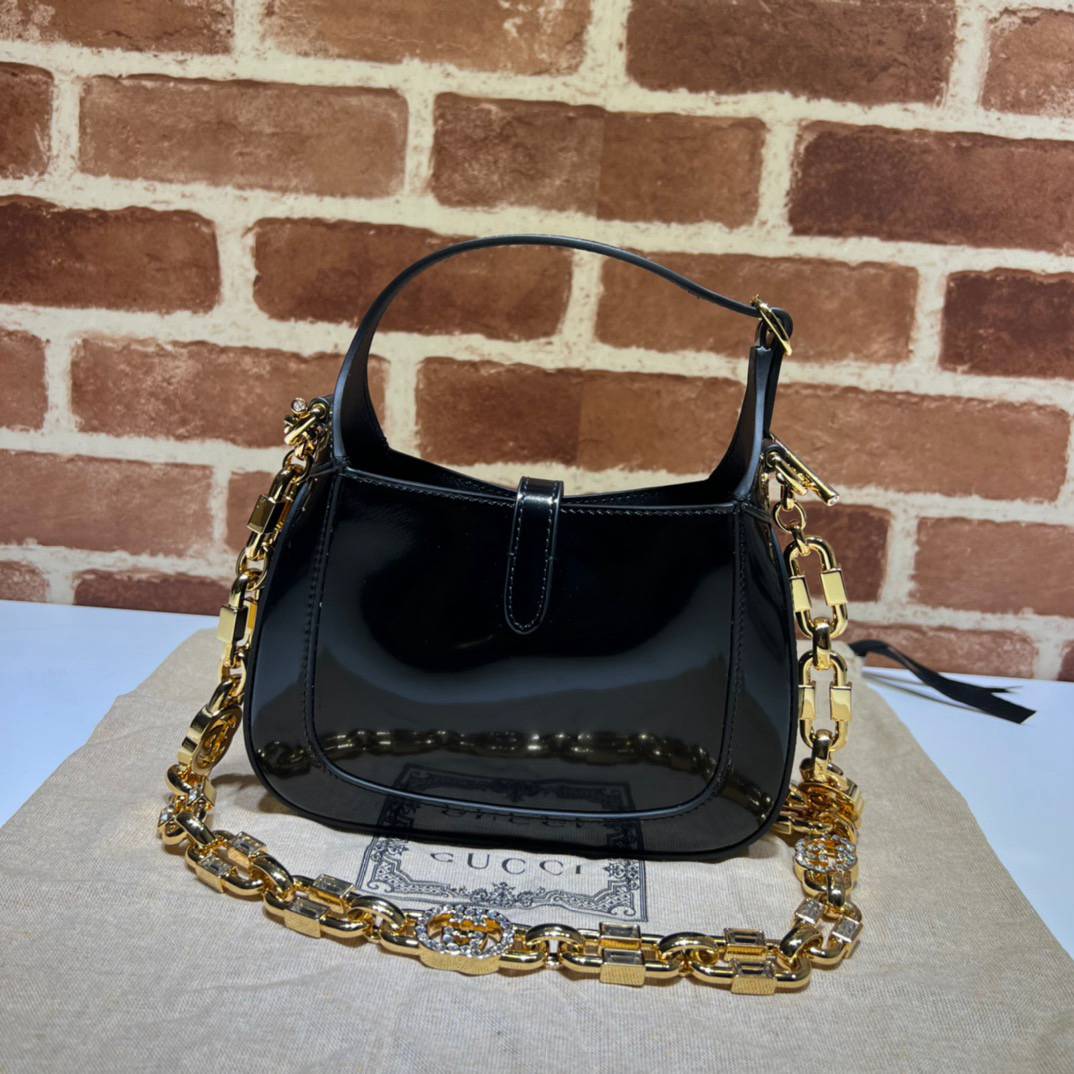 Gucci Jackie 1961 Black Patent Leather Mini Shoulder 699651 Bag