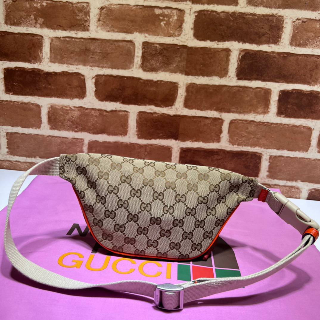 Gucci The North Face x Gucci Beige&Ebony GG Supreme Canvas with Apricot Orange Leather Belt 650299 Bag