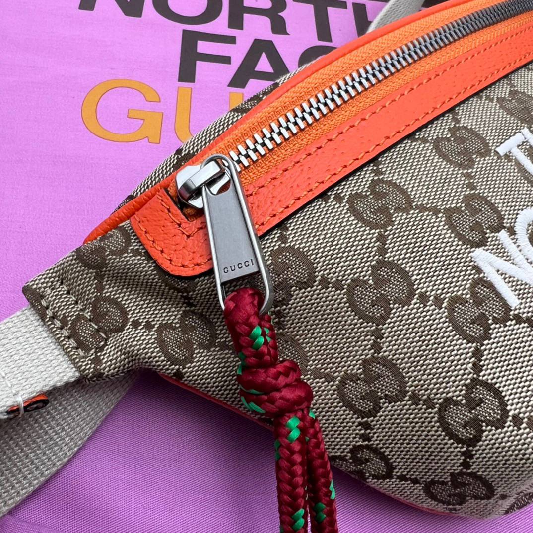 Gucci The North Face x Gucci Beige&Ebony GG Supreme Canvas with Apricot Orange Leather Belt 650299 Bag