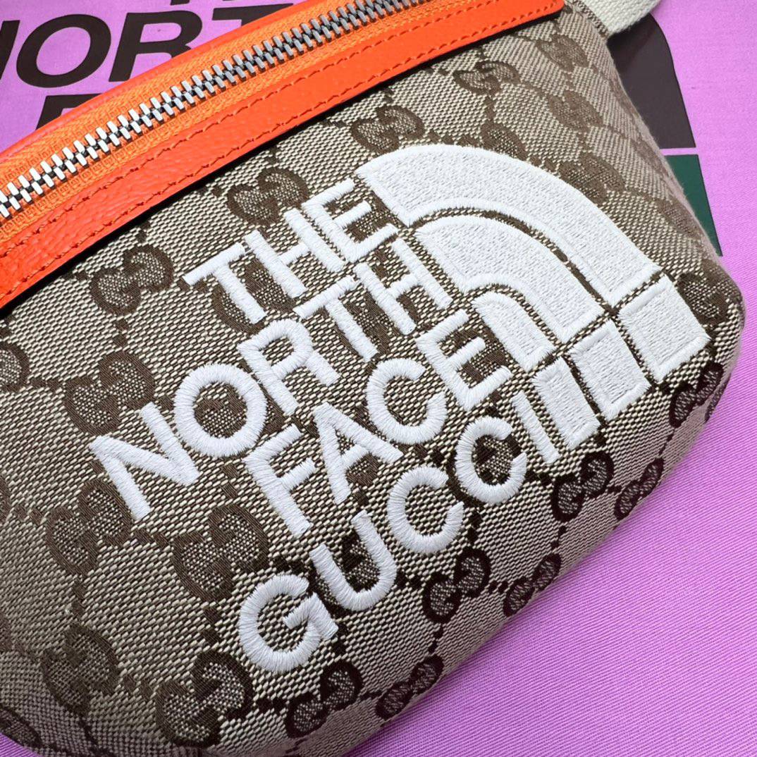 Gucci The North Face x Gucci Beige&Ebony GG Supreme Canvas with Apricot Orange Leather Belt 650299 Bag