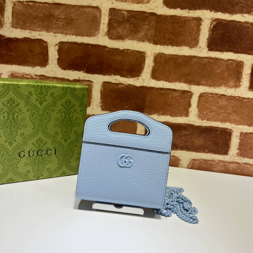 Gucci GG Marmont Light Blue Leather Card Case 701074 Bag