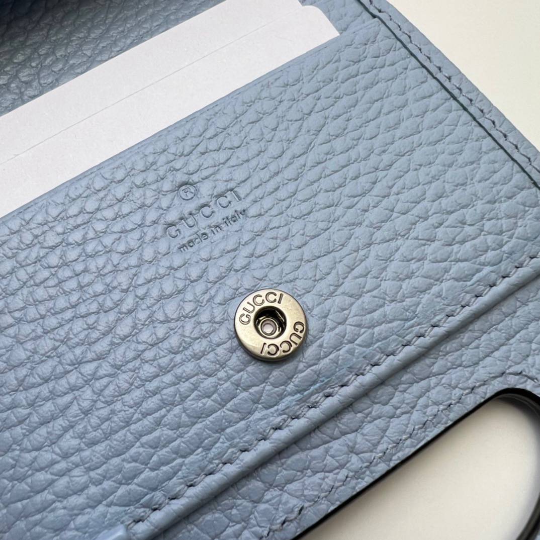 Gucci GG Marmont Light Blue Leather Card Case 657588 Bag