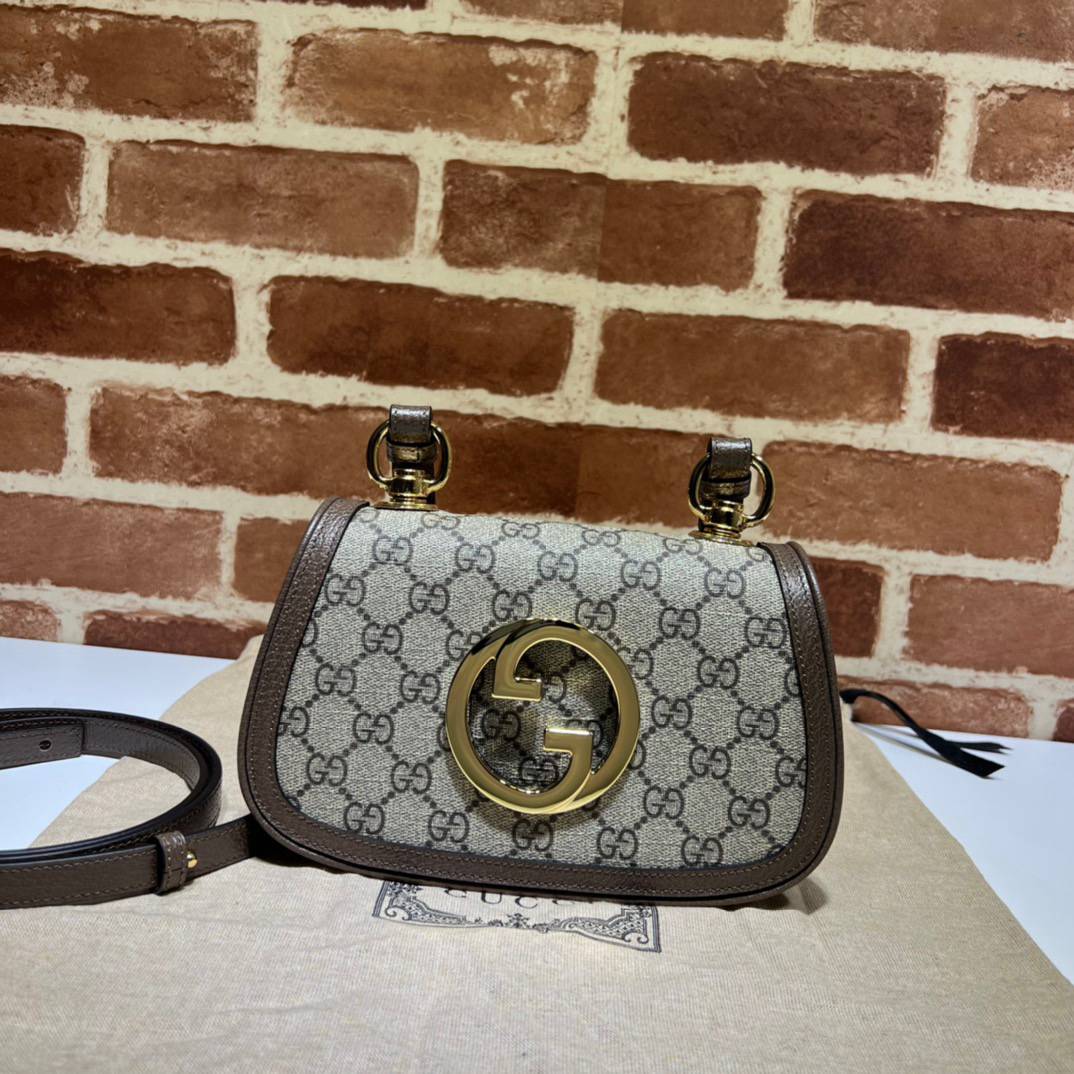 Gucci Gucci Blondie Beige&Ebony GG Supreme Canvas Mini Shoulder 724645 Bag